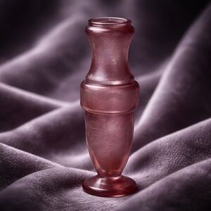 BOHEMIAN CZECH PINK SCENIC FLORAL ETCHED 6 1/4" BUD SMALL VASE